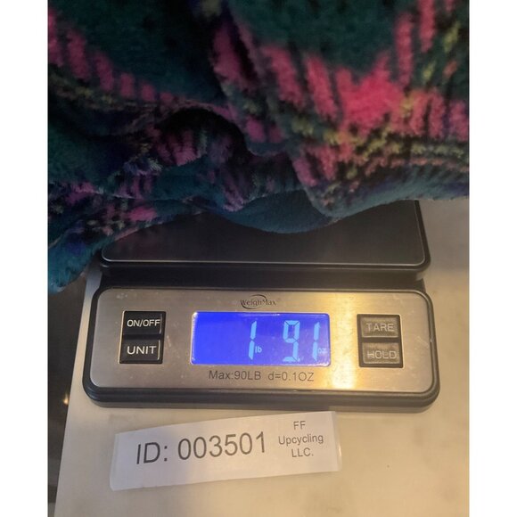 Victorias Secret Womens Sz Medium-large Plaid Fleece Robe Emerald Green Pink - Picture 10 of 10